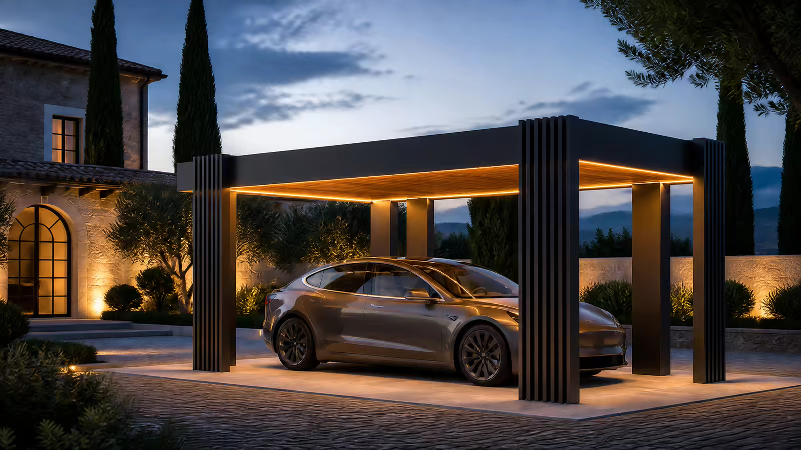 Energy Pavilion configurato come carport fotovoltaico